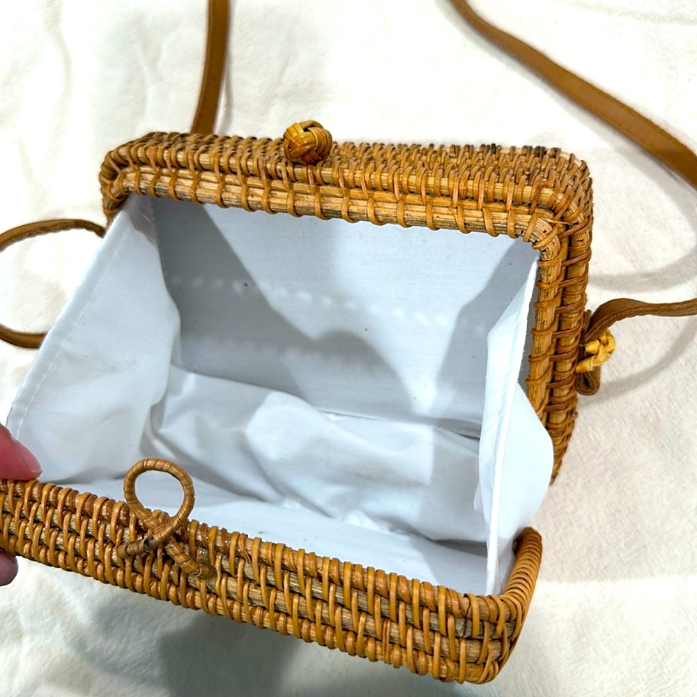 Rectangular Wicker Rattan Handbag - image 3